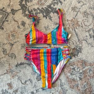 Xhilaration Multicolor Striped Bikini Set